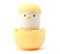 Brosse à vaisselle amovible en forme de coquille d'œuf avec poils en fibre - Poignée ergonomique - Nettoyage sans rayures pour casseroles et poêles (jaune)