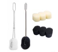 Brosse à vaisselle avec poignée ergonomique en acier inoxydable et tête éponge douce anti-rayures pour un nettoyage sûr des verres à vin, verres à whisky et autres (3)