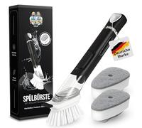 Brosse à vaisselle, brosse de nettoyage, distributeur de liquide vaisselle, rechargeable, noire, éponge, brosse 2 en 1, casserole, poêle, évier
