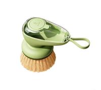Brosse à vaisselle de cuisine avec distributeur de savon et grattoir intégré - Poignée antidérapante pour évier de casserole, poêle, 14 x 12 cm