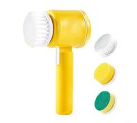 Brosse à vaisselle électrique rechargeable avec design étanche pour une utilisation domestique sur casseroles, plats et surfaces de cuisine (jaune)