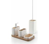 Brosse à WC NINFEA à poser, blanc mat/bambou