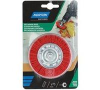 Norton Brosse circulaire pour perceuse – Nylon rouge Ø 75 mm, fil 1,20 mm, queue hexagonale 6 mm