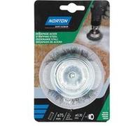 Brosse abrasive coupe Norton Acier ondulé 75 mm tige hexagonale 6 mm pour perceuse Gris
