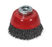 Brosse boisseau métallique Faithfull 60 mm x M14x2, fil acier ondulé 0,3 mm | Brosse boisseau en fil d'acier ondulé pour meuleuses d'angle - Nettoyage et préparation de surface
