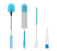 Brosse Bouteille 4 en 1, Goupillon Bouteille en Acier Inoxydable à Long Manche de 16 Pouces avec ecouvillon Bouteille pour goulots étroits, goupillon Paille et Brosse Couvercle