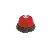 Brosse conique pour meuleuse fil acier ondulé 0.30 mm D. 80 mm M14 pour métal - Décapage dur - LEMAN - 540.080V