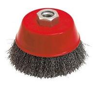 Brosse conique pour meuleuse fil acier ondulé 0.30 mm D. 80 mm M14 pour métal - Décapage dur - LEMAN - 540.080V G