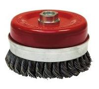 Brosse conique pour meuleuse fil acier torsadé 0.50 mm D. 65 mm M14 pour métal - Décapage extra dur - LEMAN - 530.065V G