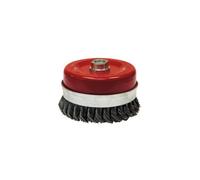 Brosse conique pour meuleuse fil acier torsadé 0.50 mm D. 65 mm M14 pour métal - Décapage extra dur - LEMAN - 530.065V