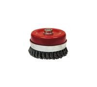 Brosse conique pour meuleuse fil acier torsadé 0.50 mm D. 80 mm M14 pour métal - Décapage extra dur - LEMAN - 530.080