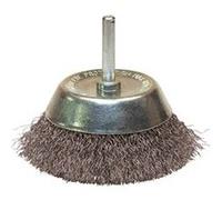 Brosse conique sur tige fil acier ondulé décapage dur bois/métal - D. 75 mm - Q. 6 mm - fil 0.30 - LEMAN - 310.075V