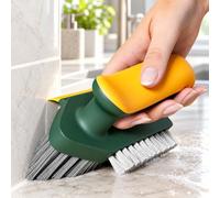 Brosse d'angle 4 en 1 avec grattoir pour nettoyer le carrelage, les joints, la cuisine, la salle de bain, l'évier, le sol, la douche