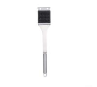 Brosse de barbecue en acier inoxydable avec grattoir intégré et disposition compacte des poils pour barbecue électrique au charbon de bois et gaz, design prêt à l'emploi (L)