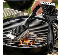 Brosse de barbecue et grattoir en acier inoxydable robuste avec poils anti-chute, résistant à la rouille, nettoyant pour grille de charbon de bois, queue pointue 20,3 x 6,9 x 3 cm
