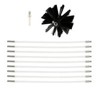 Brosse De Cheminée Rotative À Manche Long, Tige Flexible for Tuyau Séchage, Outils Nettoyage Mur Intérieur Et Toit, Hotte Fumée(9 Rod)