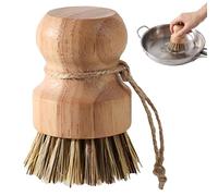 Brosse de Cuisine en Bois d'Hévéa et Fibres de Coco - Brosse à Vaisselle Écologique pour Casseroles, Poêles et Légumes, Brosse à Champignons avec Corde de Suspension