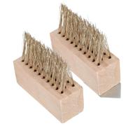 Brosse de Désherbage en Fil D’acier 2 Pièces Manche Bois Antidérapant | Portable, pour Jardin et Art de Retrait, Accessoire de Nettoyage Robuste, Format Pratique