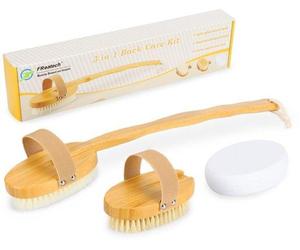 Brosse de douche avec manche long amovible et 3 embouts, brosse pour le corps