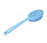 Brosse de douche et brosse à vaisselle en silicone 2 en 1 |La longue poignée ergonomique sauve votre dos |Brosse corporelle pour épurateur de douche/cuisine |Fibres durables, (Bleue)