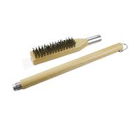 Brosse de four à pizza Grattoir à fil amovible pour le nettoyage | Brosse à pizza à manche en bois pour plaque de cuisson poêle cheminée barbecue cuisine camping restaurant cuisine extérieur