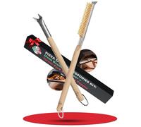 Brosse de four à pizza - Grattoir et fourche à pizza - Acier inoxydable - Lot de 2 - Pour intérieur et extérieur