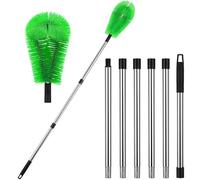 Brosse de Gouttière à Tête Flexible Manche Télescopique Vert | Acier Inoxydable, Poils Robustes, Accès en Hauteur sans Échelle, pour Toiture et Murs Extérieurs