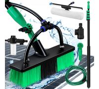 Brosse de lavage Bettizia Manche télescopique de 3,6/4,8 m de long, balai avec raccordement à l'eau, pour le nettoyage des dalles de terrasse, des fenêtres et des surfaces vitrées, etc.
