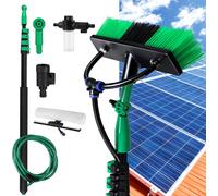Brosse de lavage Clanmacy avec manche télescopique et kit d'alimentation en eau, manche de 4,8 m, pour le nettoyage des dalles de terrasse, des fenêtres, des surfaces vitrées, etc.