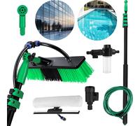 Brosse de lavage Hengda manche télescopique 3.6/4.8m de long, balai avec prise d'eau, pour le nettoyage des dalles de terrasse, des surfaces vitrées et des fenêtres, etc