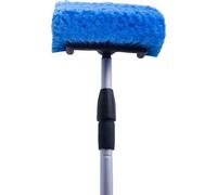 Brosse de nettoyage à manche télescopique D&L - Brosse de nettoyage professionnelle à cinq faces, compatible Gardena, construction légère en aluminium, couleur bleue, longueur 2 m