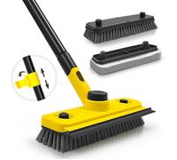 Brosse de Nettoyage avec Long Manche, 3 en 1 Brosse à Récurer de Douche, Éponge Brush Raclette pour Salle de Bain, Baignoire, Sol