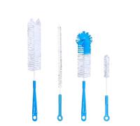 Brosse de Nettoyage de Bouteille : Brosse Long Manche Métallique avec Têtes Nylon pour Gourde Isotherme, Biberon Bébé, Bouilloire, Tasse & Clavier Multifonction, Facile à Utiliser 4 Pièces (Blue)