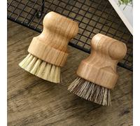 Brosse de nettoyage de chaussures de cuisine, brosse à vaisselle en bois avec Sisal naturel et noix de coco, Durable, Portable, écologique, zéro déchets, 2 pièces/ensemble Sisal 1PC