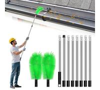 Brosse de nettoyage de gouttière, laveuse de gouttière 310 cm / 122 pouces, brosse de nettoyage de gouttière avec 8 rallonges télescopiques pour nettoyer les feuilles, les débris, les toiles