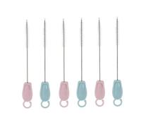 Brosse de Nettoyage de Paille 3 Ensembles Acier Inoxydable, Deux Tailles | Embout Fin et Circulaire, Rangement Facile, Usage Simple, Lot de 3 Sets de Sets de Kits Couleur Aléatoire