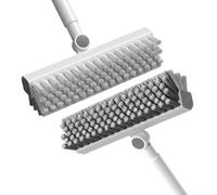 Brosse de nettoyage de sol à poils rigides avec manche de 120 cm et tête entièrement articulée pour carrelage vinyle et sols stratifiés (bleu)