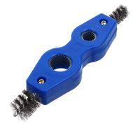 Brosse de Nettoyage des Bornes de Batterie Métallique Bleue | Double Tête Polyvalente, Poils en Laiton et Fils Acier Inoxydable, pour Connecteurs Automobiles, Ateliers, Mécaniciens