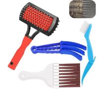 Brosse de nettoyage double face pour climatiseur avec peigne à ailettes en métal, bobine en plastique rigide pour aérations et stores CVC, 16 cm rouge (4 pièces)