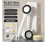 Brosse de nettoyage du corps de douche électrique, 5 têtes, brosse de bain rotative pour Spa, étanche, manche Long, frottement personnel du dos, 3 vitesses, nouvelle collection 2025 white