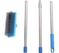 Brosse de nettoyage dure de 20 cm, manche télescopique, fil d'acier, balai-brosse pour éliminer la saleté, la mousse, sol extérieur, terrasse, jardin, garage, 120 cm