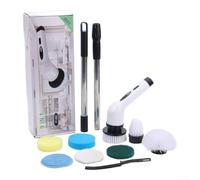 Brosse de nettoyage électrique 9 têtes rechargeable par USB | 9 têtes interchangeables, câble de charge USB, 3 niveaux d'alimentation, matériau ABS, design blanc