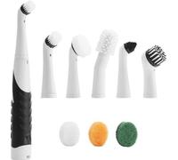 Brosse de nettoyage électrique avec brosses et éponge de rechange pour la salle de bains, la cuisine et le carrelage