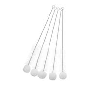 Brosse de Nettoyage en Nylon à Tête Souple, 5 Pièces, Blanc | Embout Coton, Acier Inoxydable, Design Créatif, pour Fond de Flacon et Tubes à Essai