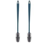 Brosse de nettoyage en silicone Unyqoos® avec long manche – sans danger pour les aliments, rotative à 360°, tête flexible pour bouteilles, vases et verres, manche TPP avec système de suspension