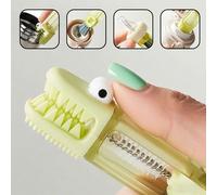 Brosse de nettoyage multifonctionnelle 3 en 1, petite bouteille, couvercle de tasse, brosse de détail, outils de nettoyage de paille, outils de nettoyage de cuisine domestique Green
