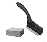 Brosse de nettoyage polyvalente pour barbecue avec tête de rechange pour carrelage et joint, poignée ergonomique pour barbecue extérieur et cuisine intérieure, outil compact en plastique noir pour le