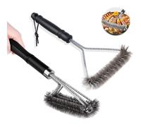 Brosse de nettoyage pour barbecue - 3-en-1 360° - Lot de 2 - Poils inox anti-rouille - Longueur 30 cm