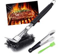 Brosse de nettoyage pour barbecue, à long manche, avec 1 grille et 1 brosse à pâtisserie, pour tous les types de barbecues.