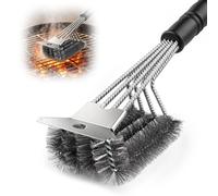 Brosse de nettoyage pour barbecue avec brosse à 4 branches et grattoir en acier